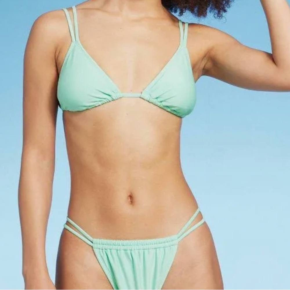 Wild Fable Double Strap Bikini Set Mint Seafoam Green